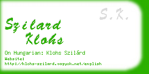 szilard klohs business card